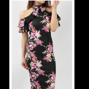 floral cold shoulder dress UK size 8 (US size 4)